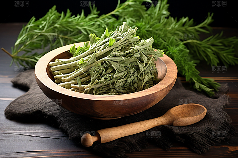 艾草艾叶美食摄影图