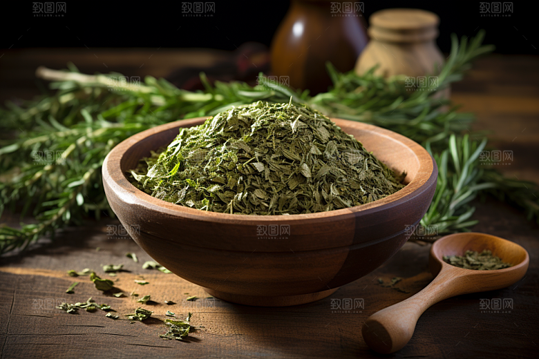 艾草蒿草中式糕点摄影图