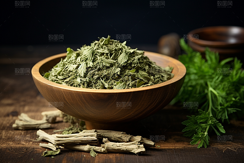 艾草艾叶糯米团摄影图