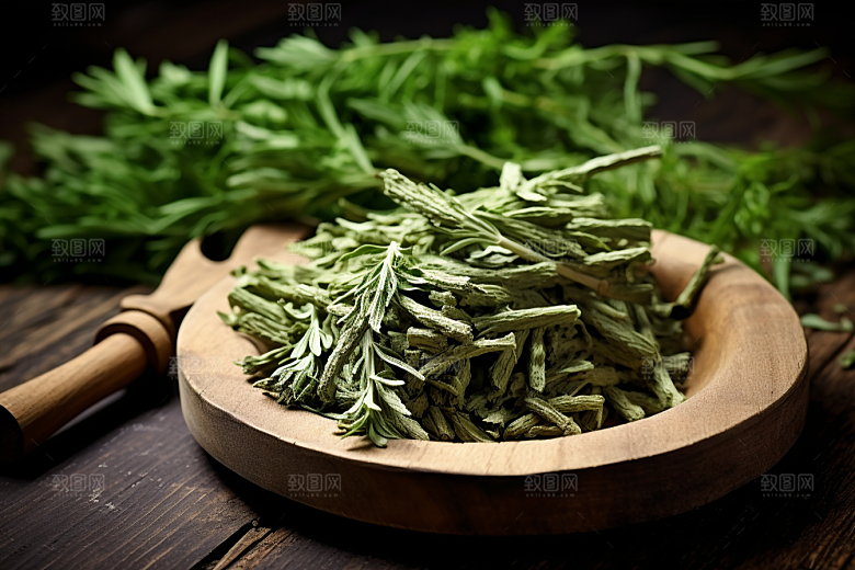 艾草艾叶蒿草摄影图