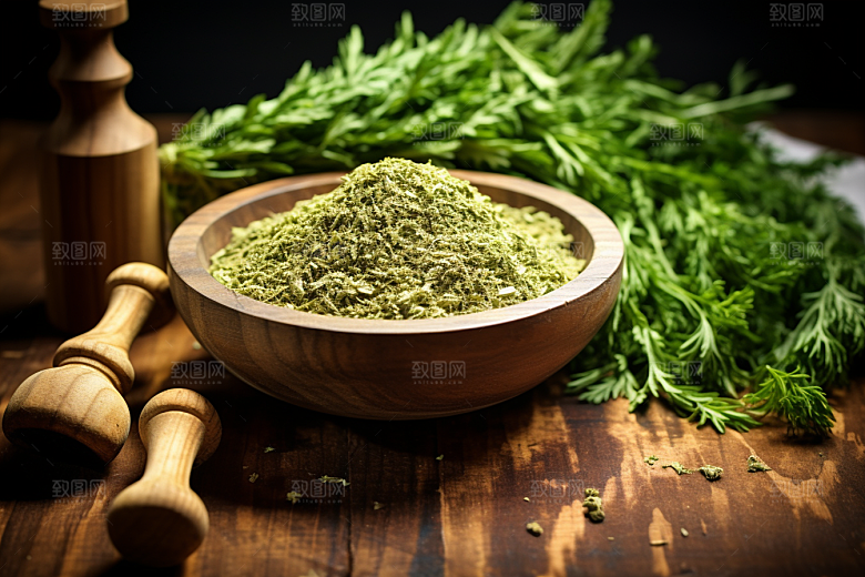 艾草中式糕点艾叶摄影图
