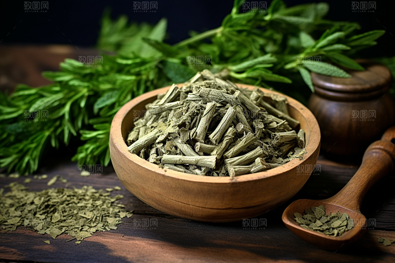 艾草清明糯米团摄影图