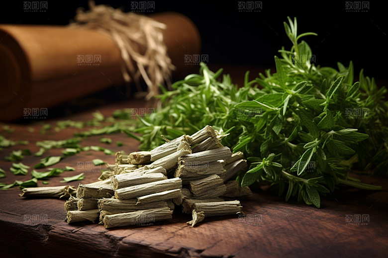 艾草艾叶青团摄影图