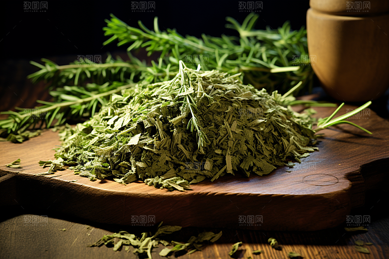 艾草糯米团艾叶摄影图