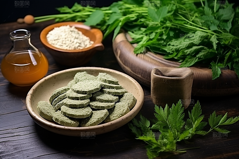 艾草糯叽叽艾叶摄影图