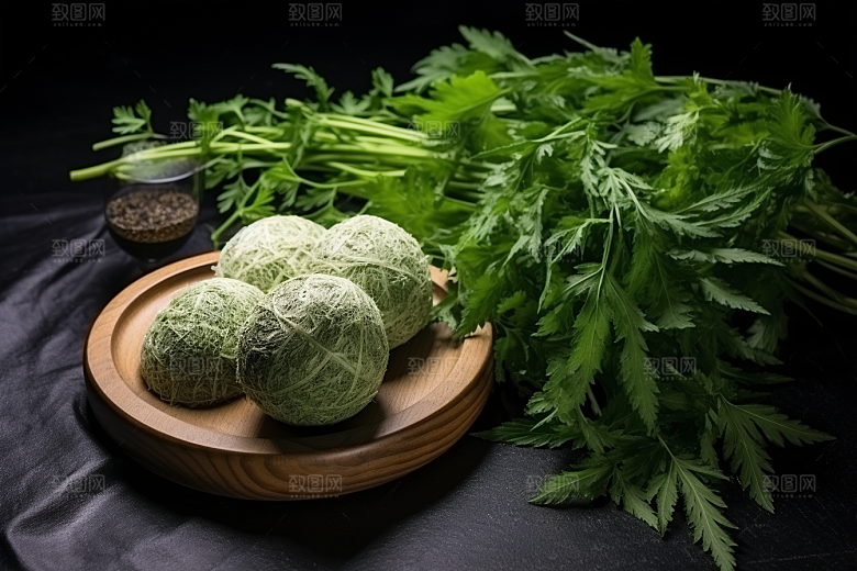 艾草中式糕点高清摄影图
