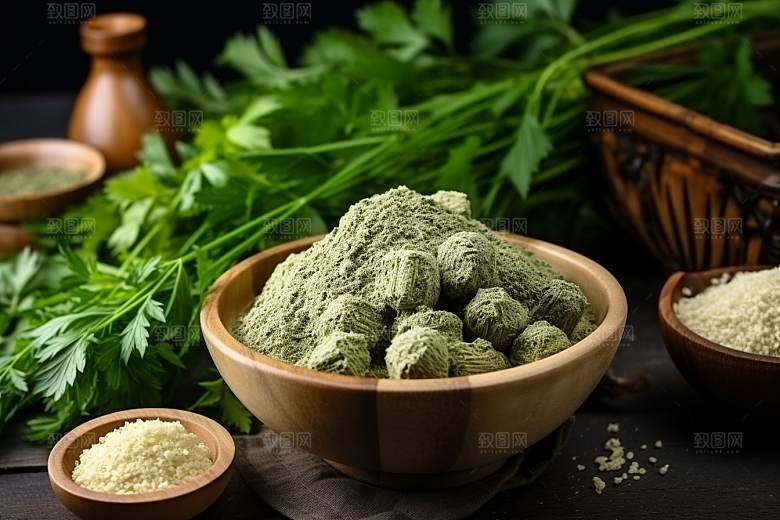 艾草美食艾叶摄影图