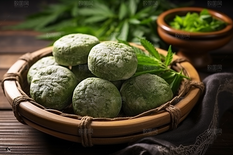 艾草蒿草糯米团摄影图