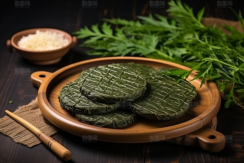 艾草蒿草糯米团摄影图