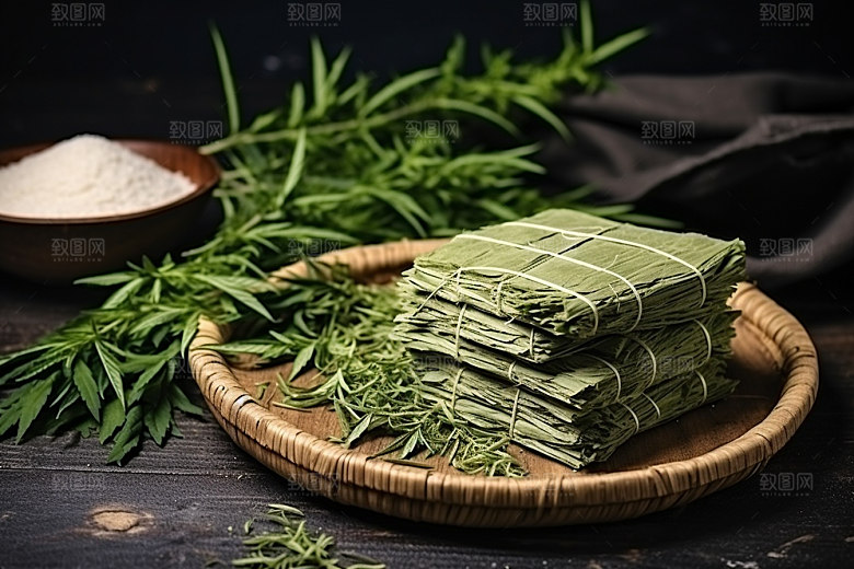 艾草糯米团美食摄影图