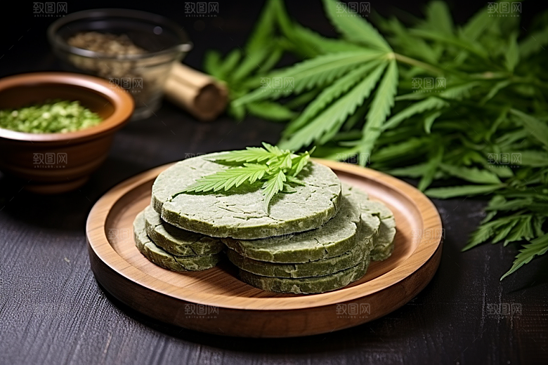 艾草糯叽叽糯米团摄影图