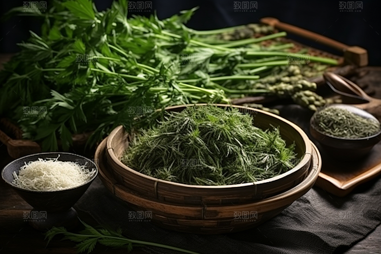 艾草传统文化艾叶摄影图