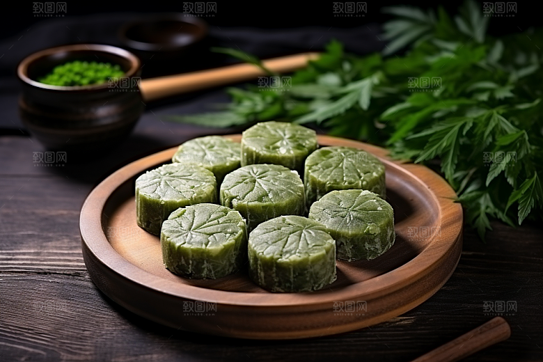 艾草中式糕点传统文化摄影图