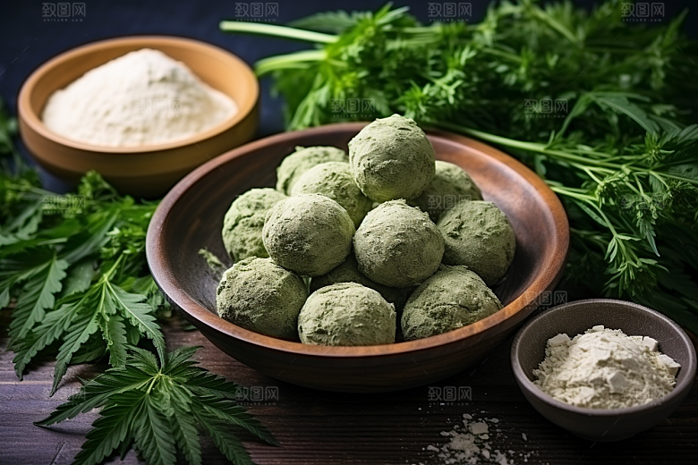 艾草传统文化中式糕点摄影图