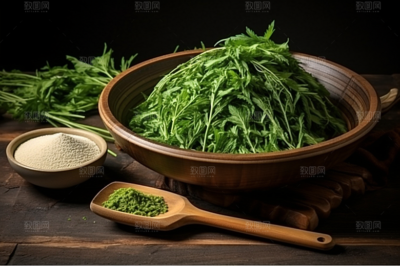 艾草高清艾叶摄影图