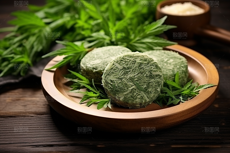 艾草青团清明摄影图