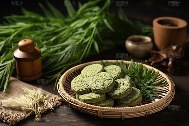 艾草清明糯叽叽摄影图