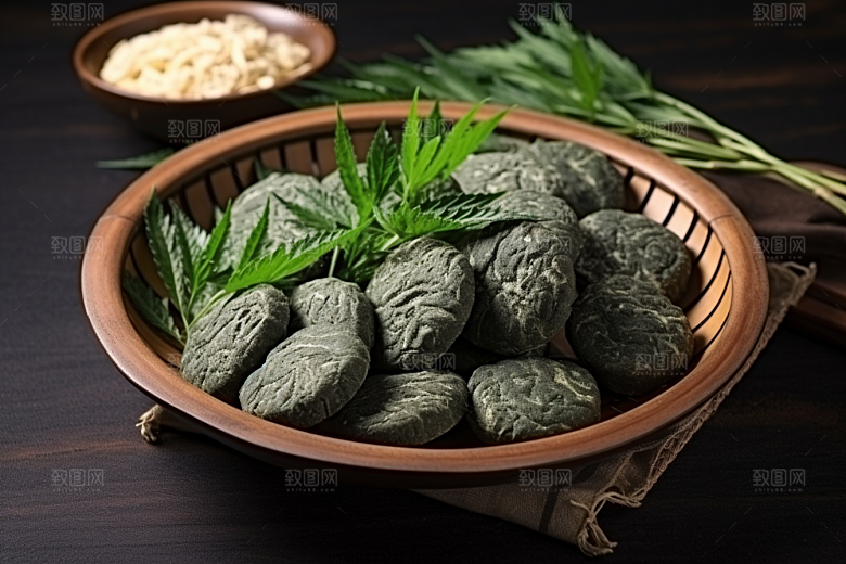 艾草青团清明摄影图