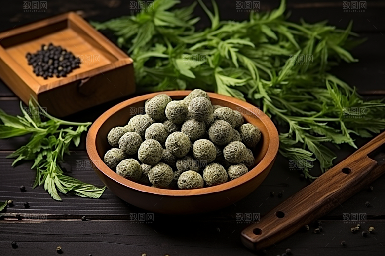艾草美食青团摄影图
