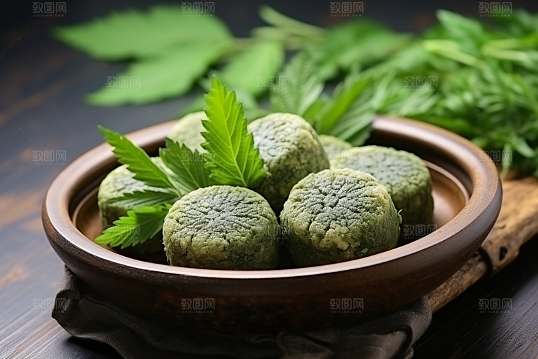 艾草青团蒿草摄影图