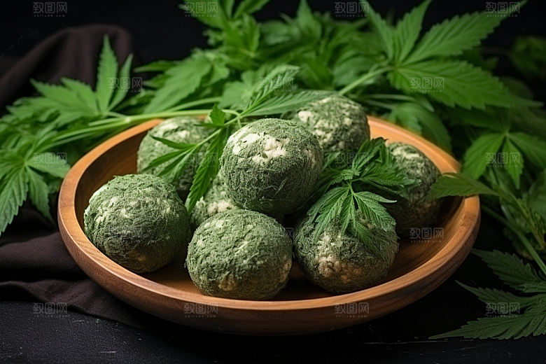 艾草清明青团摄影图