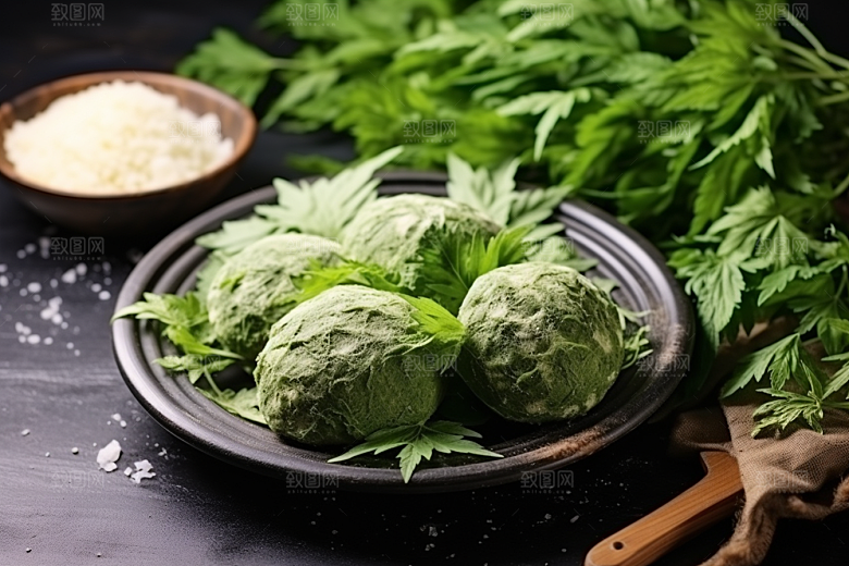 艾草传统文化中式糕点摄影图