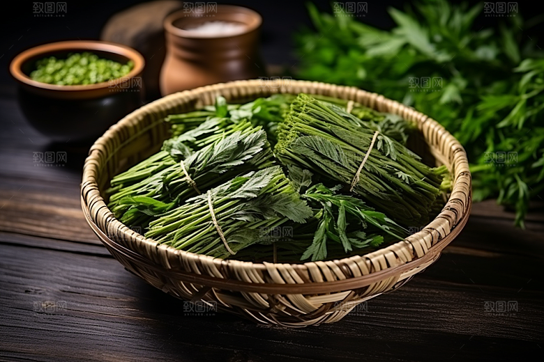 艾草糯叽叽艾叶摄影图
