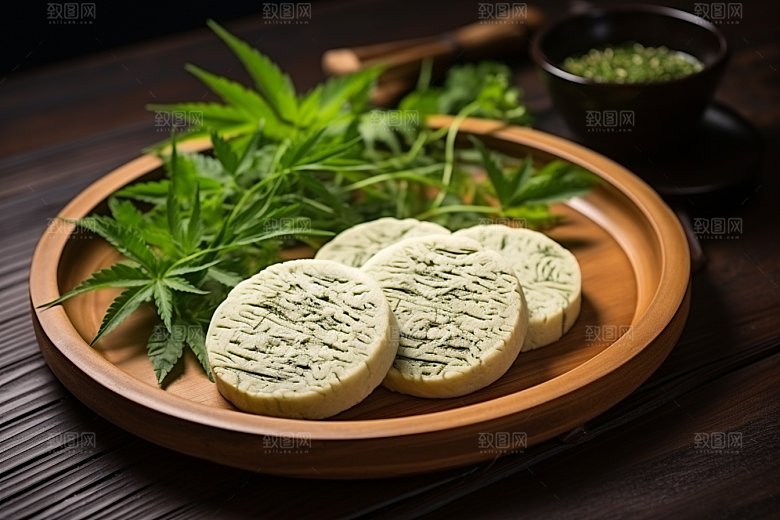 艾草传统文化糯米团摄影图