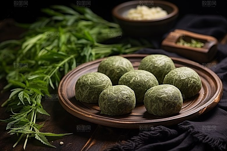 艾草高清糯米团摄影图