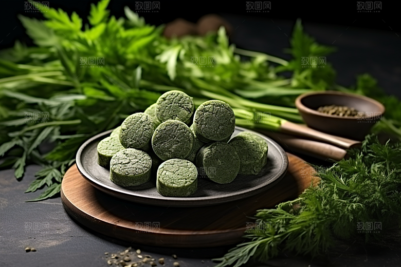 艾草青团糯叽叽摄影图