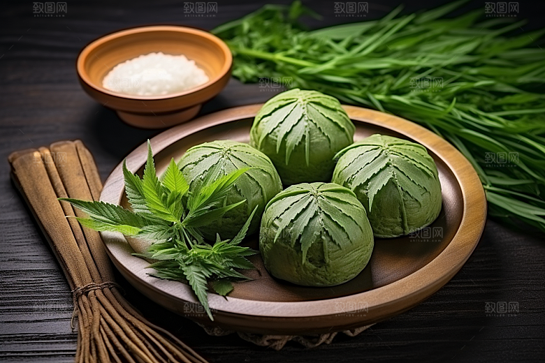 艾草青团清明摄影图