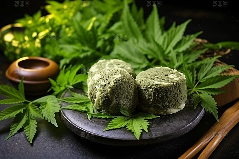 艾草中式糕点传统文化摄影图
