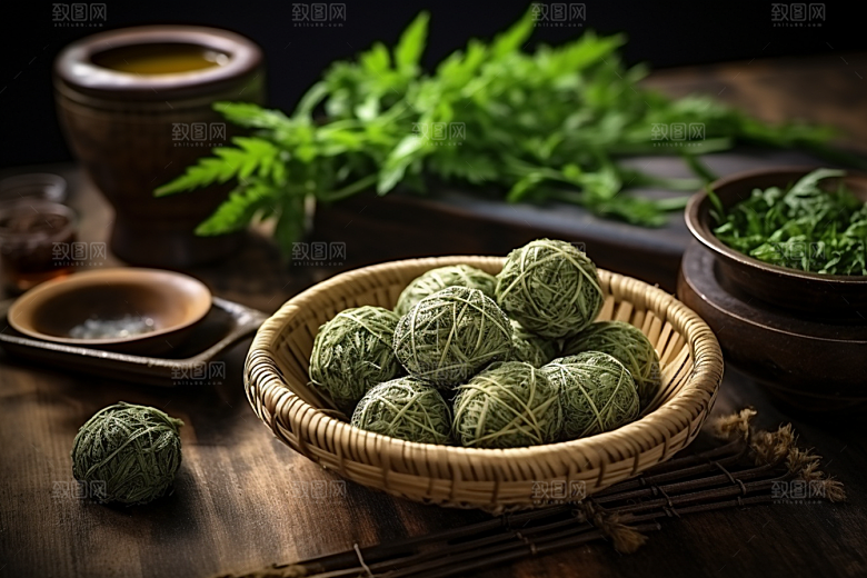 艾草糯叽叽蒿草摄影图