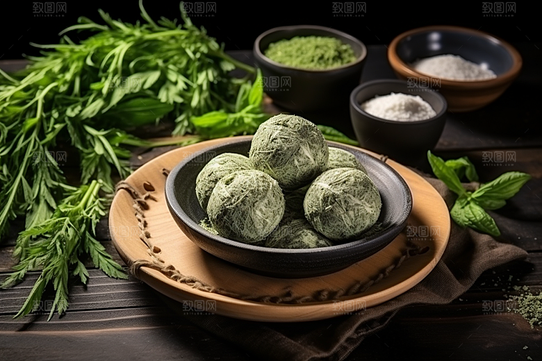 艾草中式糕点传统文化摄影图