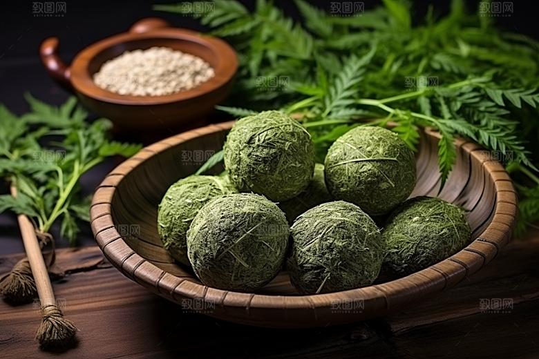 艾草艾叶蒿草摄影图