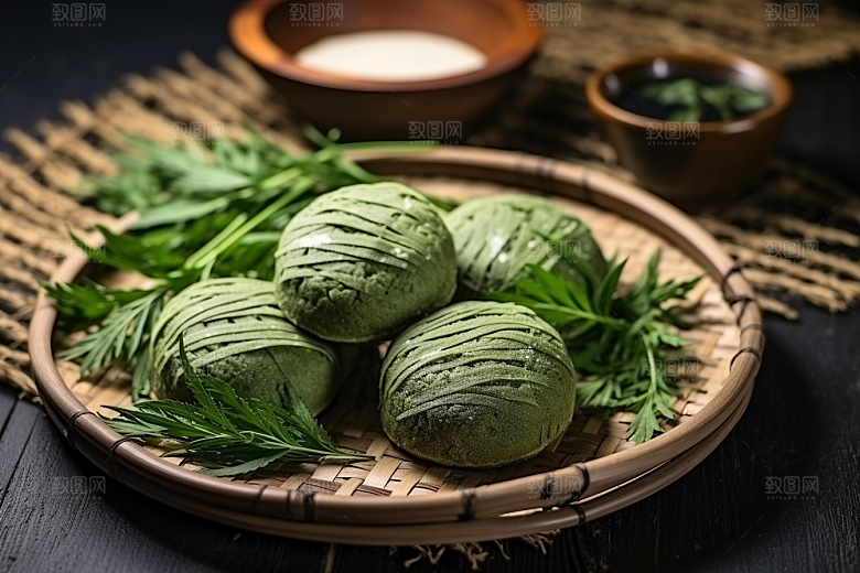 艾草蒿草青团摄影图