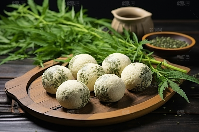 艾草糯叽叽美食摄影图