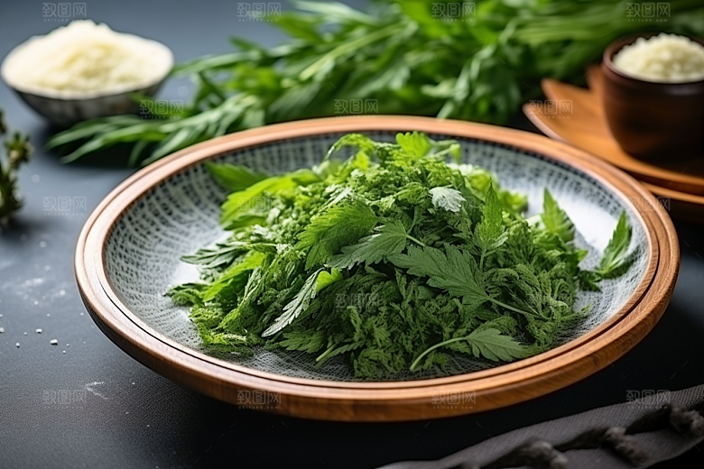 艾草糯米团中式糕点摄影图