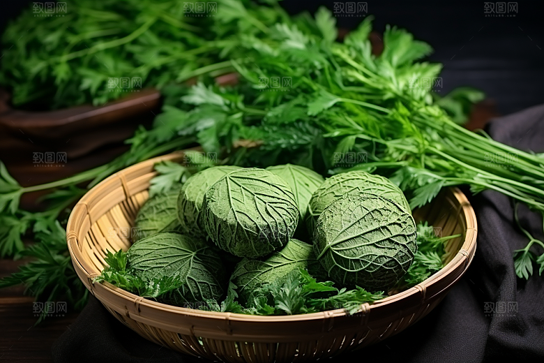 艾草高清中式糕点摄影图