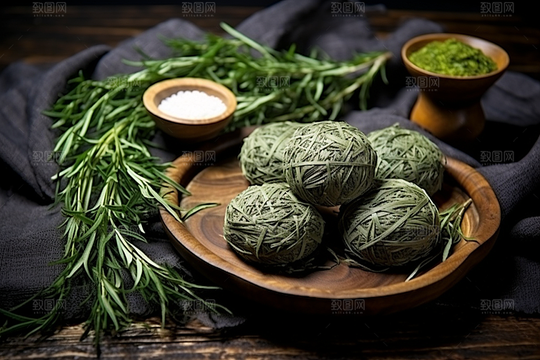 艾草蒿草美食摄影图
