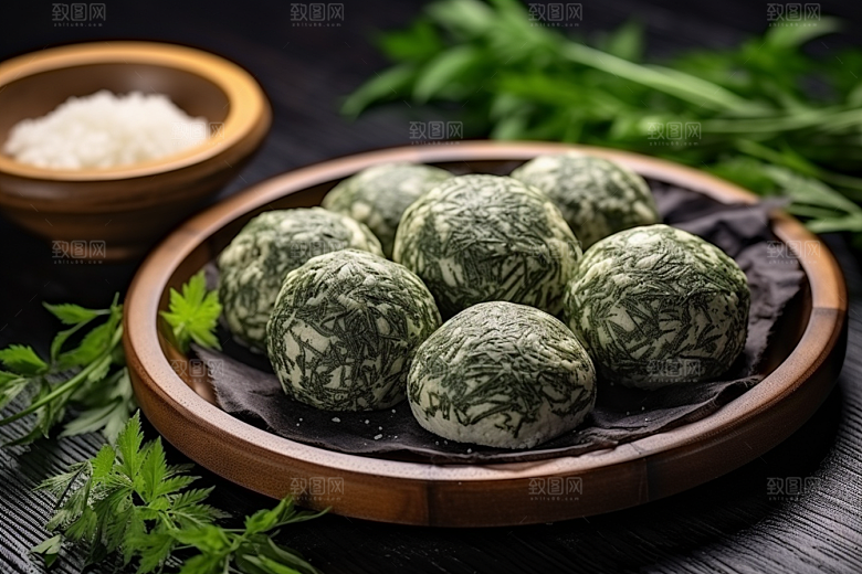 艾草传统文化中式糕点摄影图