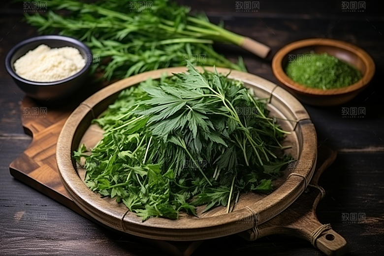 艾草艾叶青团摄影图