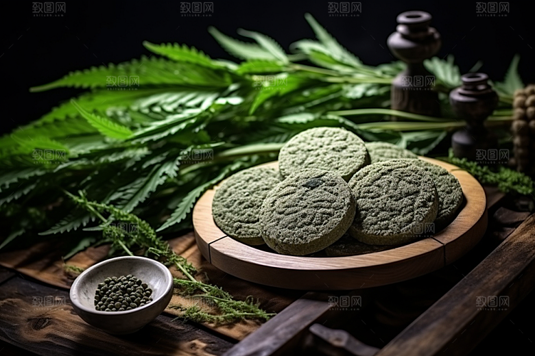 艾草中式糕点传统文化摄影图