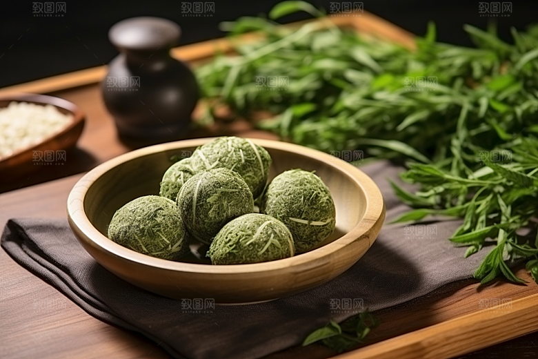 艾草美食艾叶摄影图