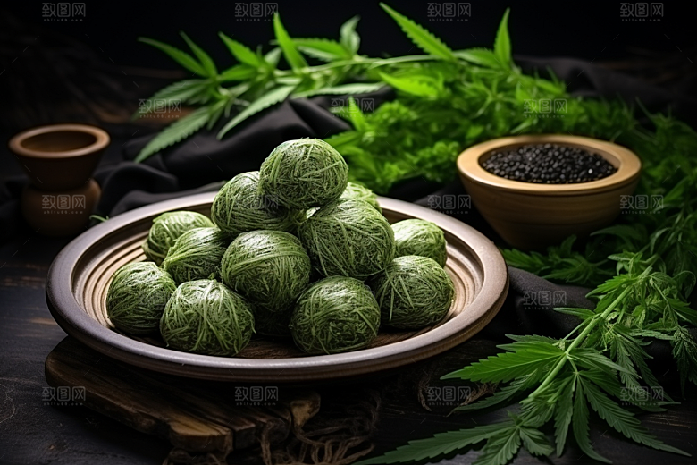 艾草艾叶蒿草摄影图