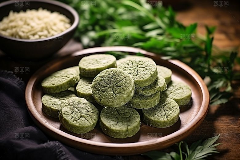 艾草糯米团糯叽叽摄影图