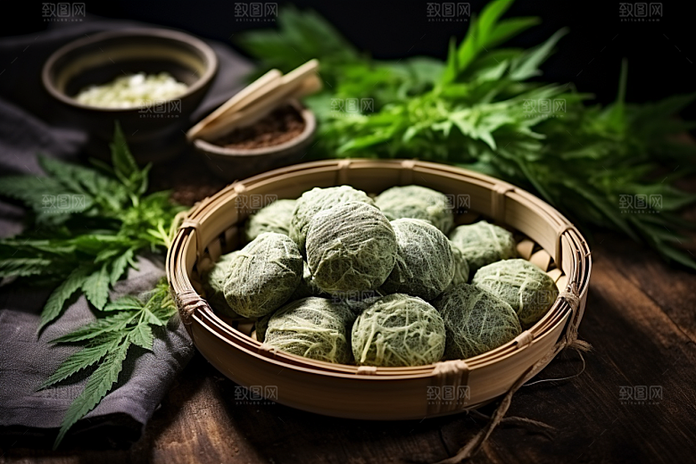 艾草青团传统文化摄影图