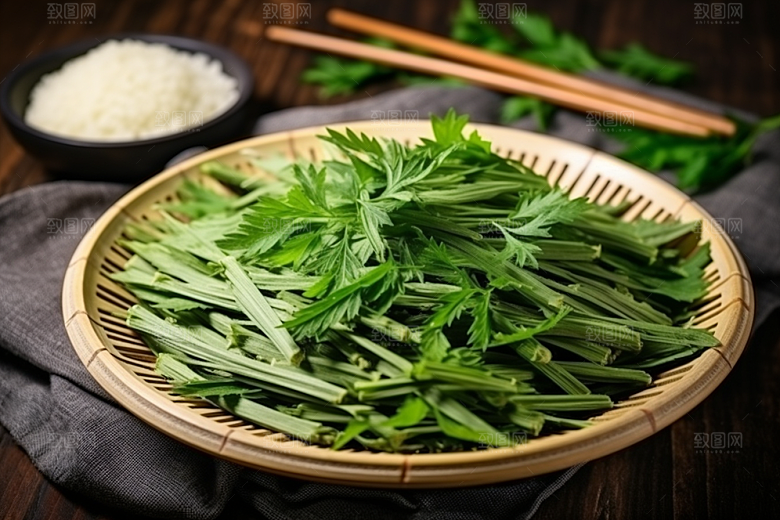 艾草中式糕点艾叶摄影图