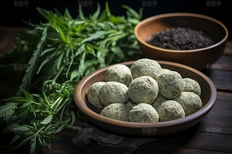 艾草传统文化中式糕点摄影图
