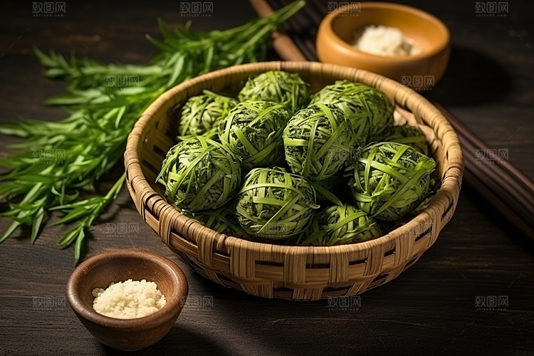 艾草清明青团摄影图
